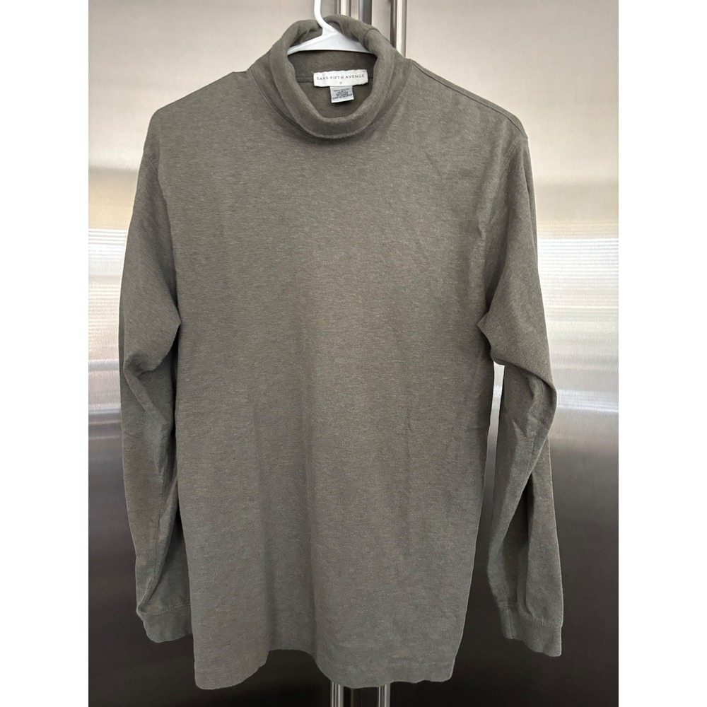 Saks Fifth‎ Avenue Turtleneck Long Sleeve Top Basic Layering Olive Green S